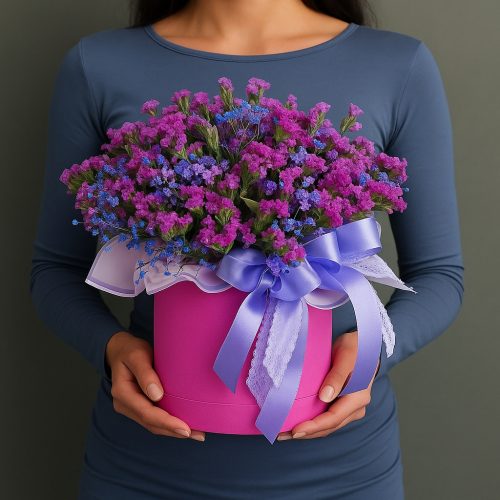 Цветы в коробке «Фиолетовое облако»